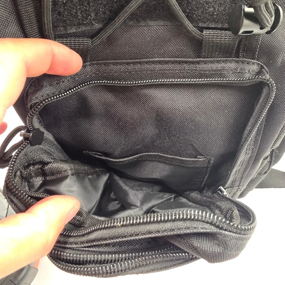 Black Tactical Sling Bag MOLLE Messenger Shoulder Pack Utility EDC Gear